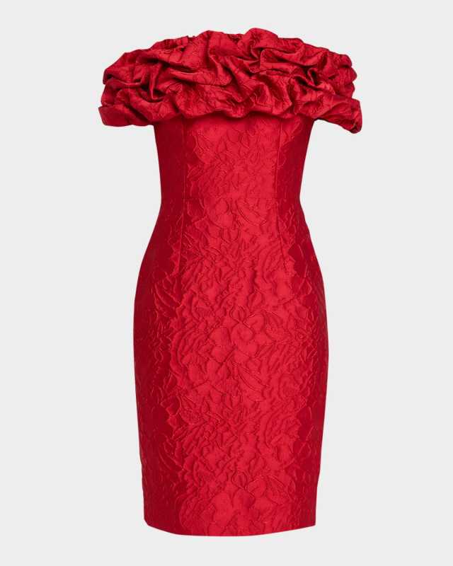 Off-Shoulder Textured Jacquard Dress